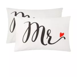 Комплект наволочек "Этель" Mr&Mrs 50х70 см - 2 шт, 100% хлопок, бязь