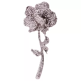 Роза в стразах серебро 537-1