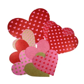 Баннер-комплект Сердца разноцветные с блеском 9 шт