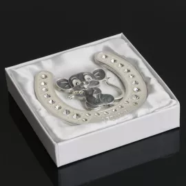 Подкова Мышка. Крепкого здоровья с эмалью и стразами, подвесная HG-21632, 10*0,5*10см, изображение 2