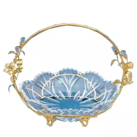 Конфетница из позолоченного металла с хрусталиками AR-1317, 28*21см