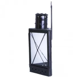 Фонарь свечной ретро, железнодорожный трехгранный, оригинал СССР 1962 год, черный, изображение 2