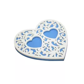 Сердечко под кольца КАНЫШЕВЫ Ажурное  синий, белый Б128-02-0803