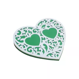 Сердечко под кольца КАНЫШЕВЫ Ажурное  зелёный, белый Б128-02-1203