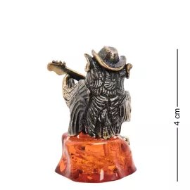 Фигурка Филин с гитарой (латунь, янтарь) Art East, изображение 2