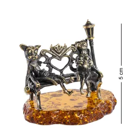 Фигурка Коты в ожидании чуда (латунь, янтарь)