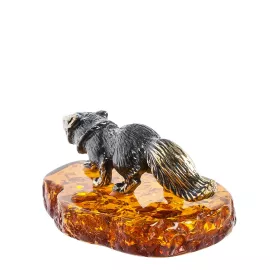 Фигурка Лисёнок (латунь, янтарь) Art East, изображение 2