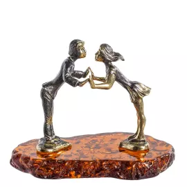 Фигурка Поцелуй (латунь, янтарь) Art East, изображение 2