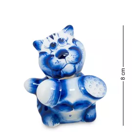 Фигурка Кот с колбасой (Гжельский фарфор) ГЛ-154