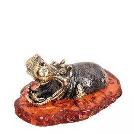 Фигурка Гиппопотам (латунь, янтарь) Art East