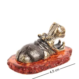 Фигурка Гиппопотам (латунь, янтарь) Art East, изображение 2