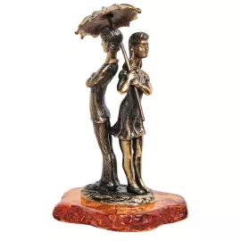 Фигурка Парочка под зонтом (латунь, янтарь) Art East