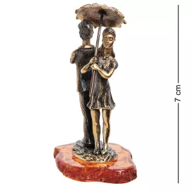 Фигурка Парочка под зонтом (латунь, янтарь) Art East, изображение 2