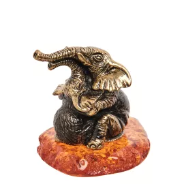 Фигурка Слоны (латунь, янтарь) Art East