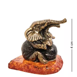 Фигурка Слоны (латунь, янтарь) Art East, изображение 2