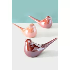 Фигурка птичка тирли фарфоровая, розовый бархат, 8 см, Boltze, арт. 1020949-розов-бархат