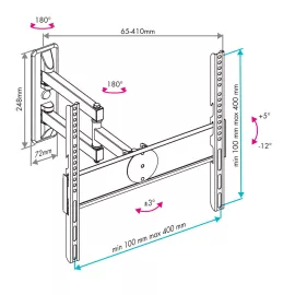 Кронштейн для телевизора настенный наклонно-поворотный VLK TRENTO-24 26"- 55" до 30 кг, изображение 2