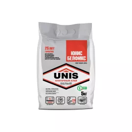 Плиточный клей UNIS БЕЛФИКС белый, 5 кг 4607005181718