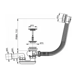 Слив перелив Aquanet полуавтомат V55R 70 см 00264949, изображение 2