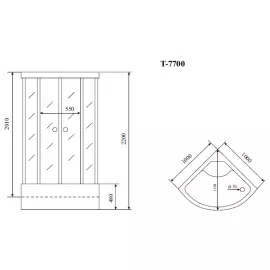 Timo Lux T-7700 душевая кабина (100*100*220), шт, изображение 2