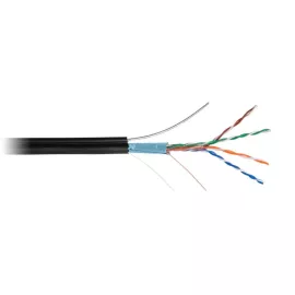 Кабель витая пара F/UTP кат.5E 4х2х24AWG solid PE OUTDOOR черн. (уп.305м) NETLAN EC-UF004-5E-PE-SW-BK