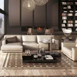 Бордюр из керамогранита Atlas Concorde Supernova Marble Woodstone Champagne Listello Lappato 590х73 мм, изображение 2