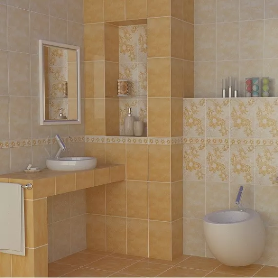 Бордюр керамический НЗКМ Валентино Георгин песочный 200х57 мм, изображение 2