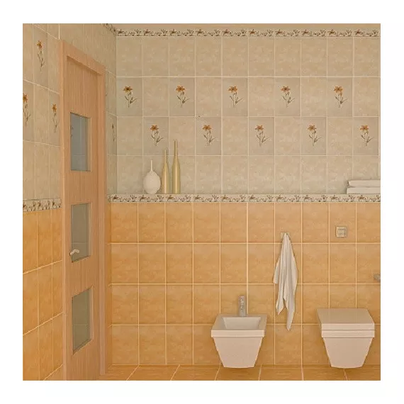 Бордюр керамический НЗКМ Валентино Цветы песочный 200х57 мм, изображение 2