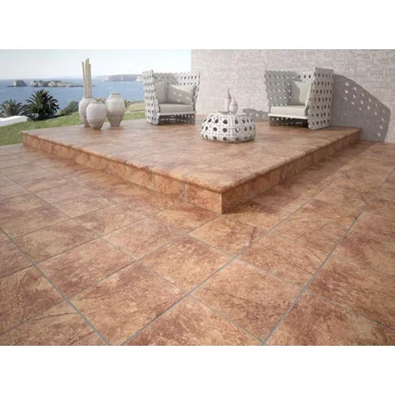 Ступень клинкерная Gres de Aragon Jasper Peldano Marron фронтальная 330х330 мм, изображение 2