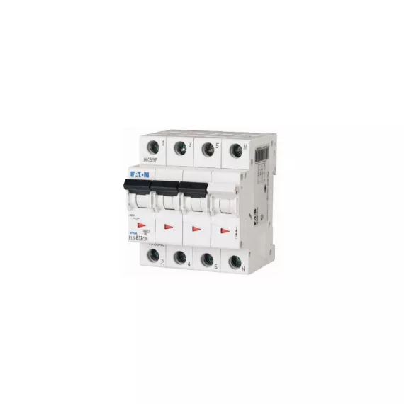 PL6-B32/3N автоматический выключатель 32а, кривая отключения в, 3+n полюса, откл. способность 6 ка