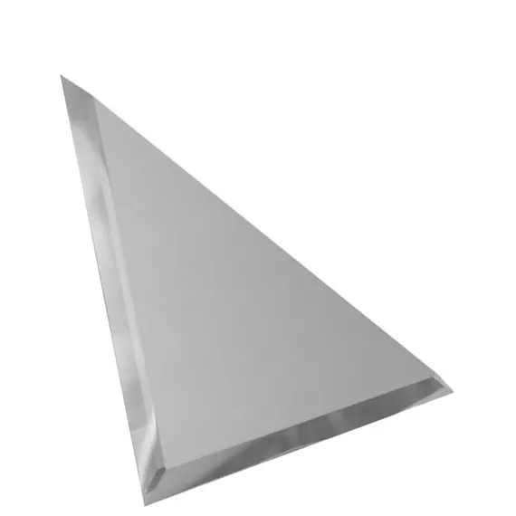 Треугольная зеркальная серебряная матовая плитка с фацетом 10мм ТЗСм1-03 - 250х250 мм/10шт