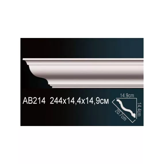 Карниз потолочный полиуретановый Перфект AB214 2440х144х149 мм, изображение 2