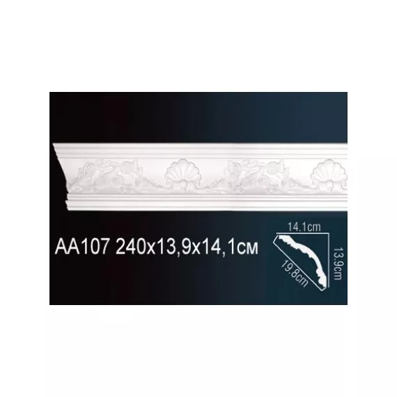 Карниз потолочный полиуретановый Перфект AA107 2400х139х141 мм, изображение 2