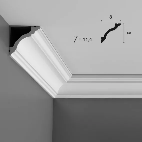 Карниз потолочный полиуретановый Orac Decor Luxxus C213F 2000х80х80 мм, изображение 2