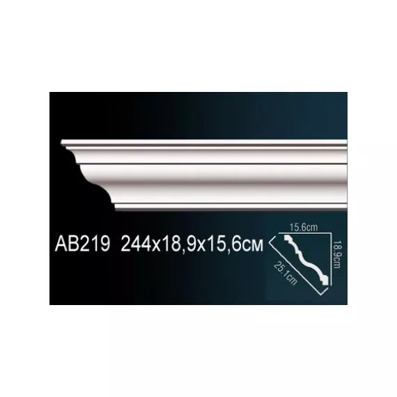 Карниз потолочный полиуретановый Перфект AB219 2440х189х156 мм, изображение 2
