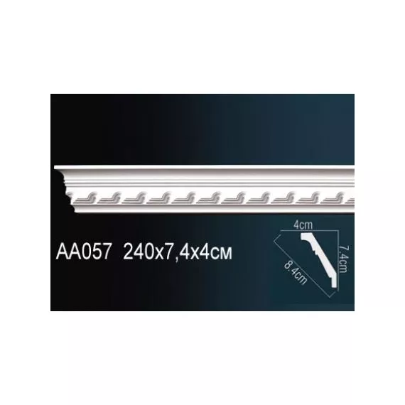 Карниз потолочный полиуретановый Перфект AA057 2400х74х40 мм, изображение 2