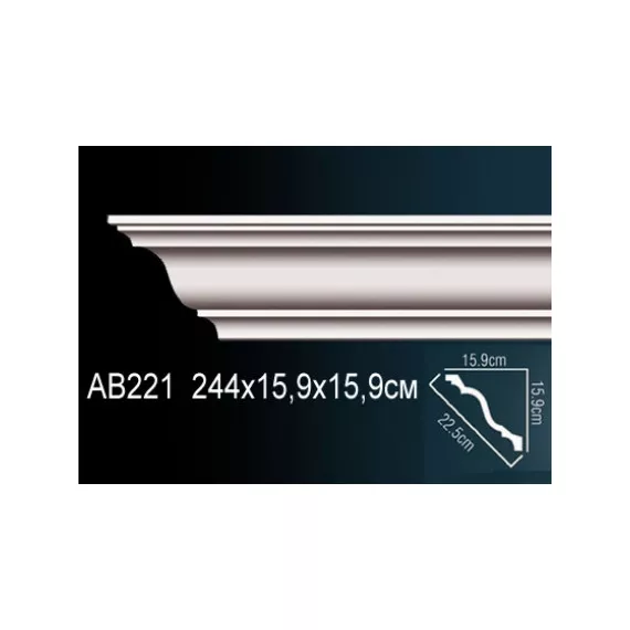 Карниз потолочный полиуретановый Перфект AB221 2440х159х159 мм, изображение 2