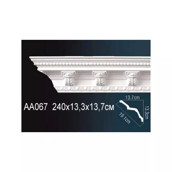 Карниз потолочный полиуретановый Перфект AA067 2400х133х137 мм, изображение 2