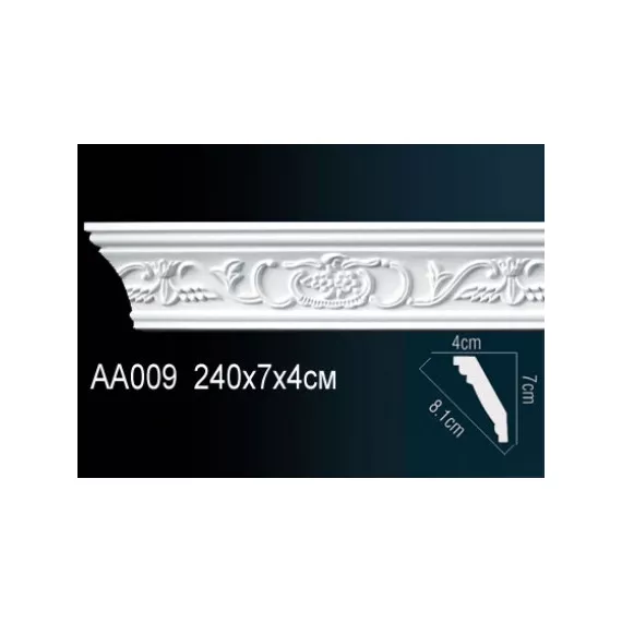 Карниз потолочный полиуретановый Перфект AA009 2400х70х40 мм, изображение 2