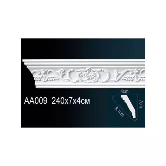 Карниз потолочный полиуретановый Перфект AA009F 2400х70х40 мм, изображение 2