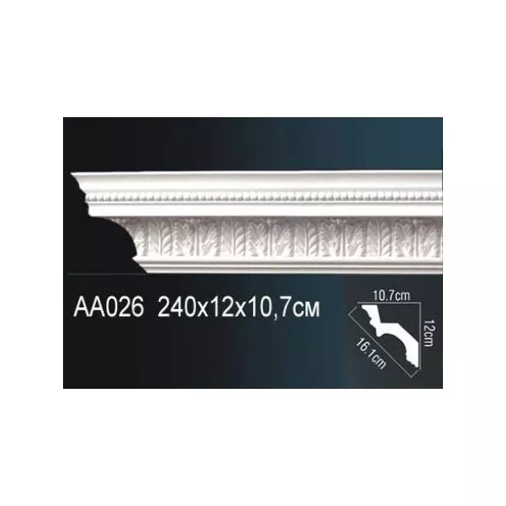 Карниз потолочный полиуретановый Перфект AA026 2400х120х107 мм, изображение 2
