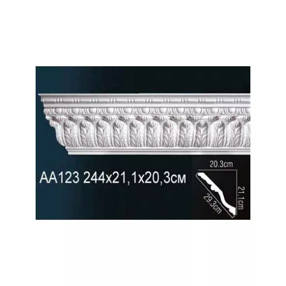 Карниз потолочный полиуретановый Перфект AA123 2440х211х203 мм, изображение 2