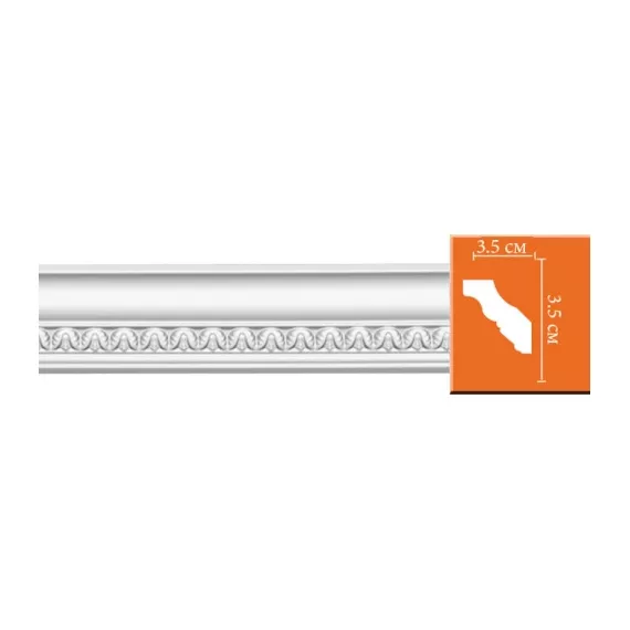 Плинтус потолочный полиуретановый Decomaster 95348 2400х35х35 мм, изображение 2