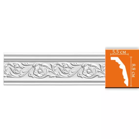 Плинтус потолочный полиуретановый Decomaster 95323F 2400х88х55 мм, изображение 2