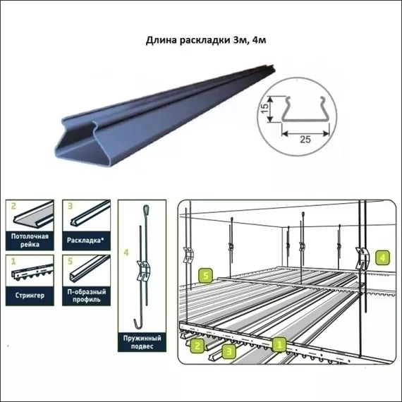 Реечная раскладка Cesal "Металл с мет. полосой", изображение 3