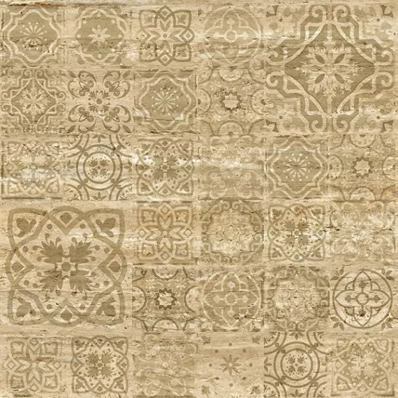 Керамогранит Граните Стоун Травертин Декор медовый 600x600 лаппатированный CF051 LLR