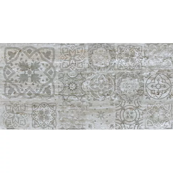 Керамогранит Граните Стоун Травертин Декор сильвер 600x1200 полированный CF061 PGR