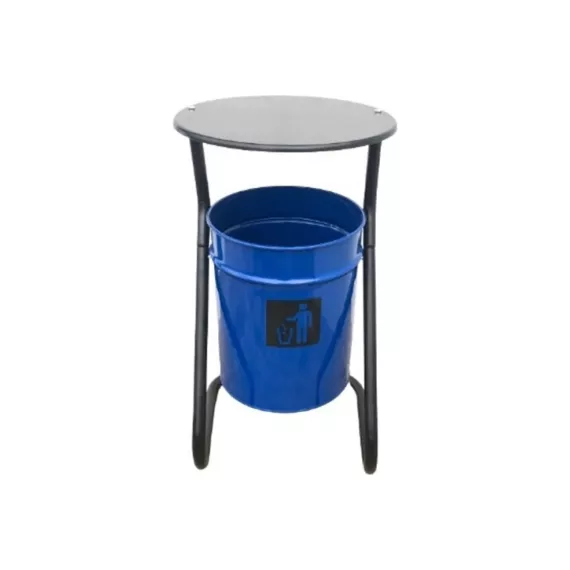 Уличная урна ПРОФМЕТСТИЛЬ металлическая, синяя, с крышкой 390