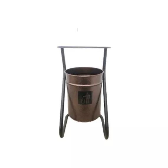 Уличная урна ПРОФМЕТСТИЛЬ металлическая, коричневый металлик, с крышкой 391