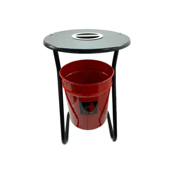 Металлическая уличная урна ПРОФМЕТСТИЛЬ красная, с пепельницей 608, изображение 2